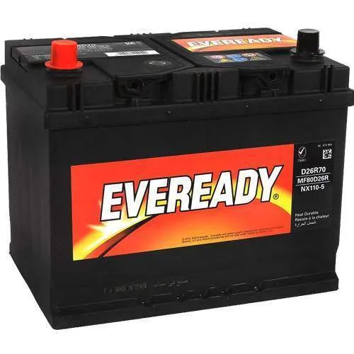 Eveready Battery, JIS 12V 70AH 550A 80D26R